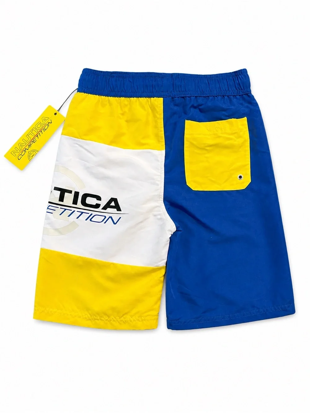 NWT Nautica Competition Swim Trunks Boys Colorblock Blue Yellow Board Shorts